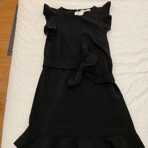 LOFT Ruffle Belted Dress in Black